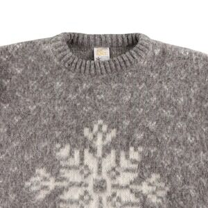 Icelandic Wool Snowflake Sweater Men L Fits M Gray Nordic Knit Iceland Unisex